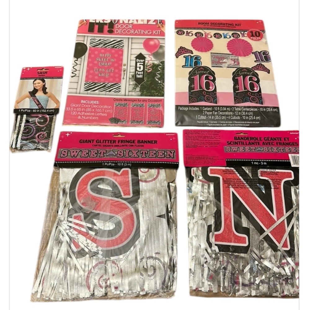 AMSCAN SWEET SIXTEEN  party bundle 6 pcs